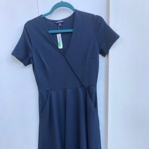 Classic Navy Crossover Dress